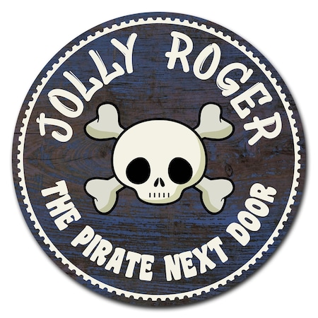 Jolly Roger Pirate Next Door Circle Vinyl Laminated Decal